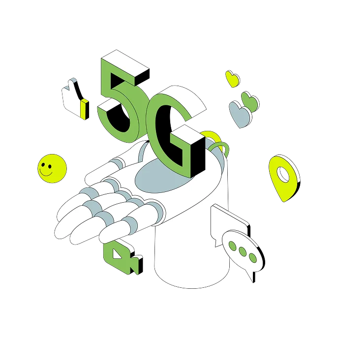 Ilustración de conectividad 5G y tecnología móvil para telecomunicaciones
